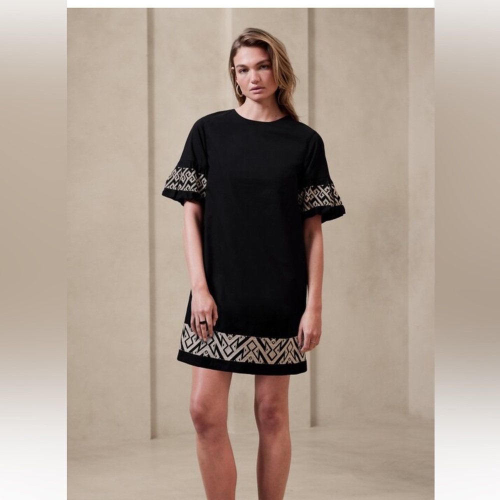 Banana Republic Embroidered Sleeve Mini Shift Dress